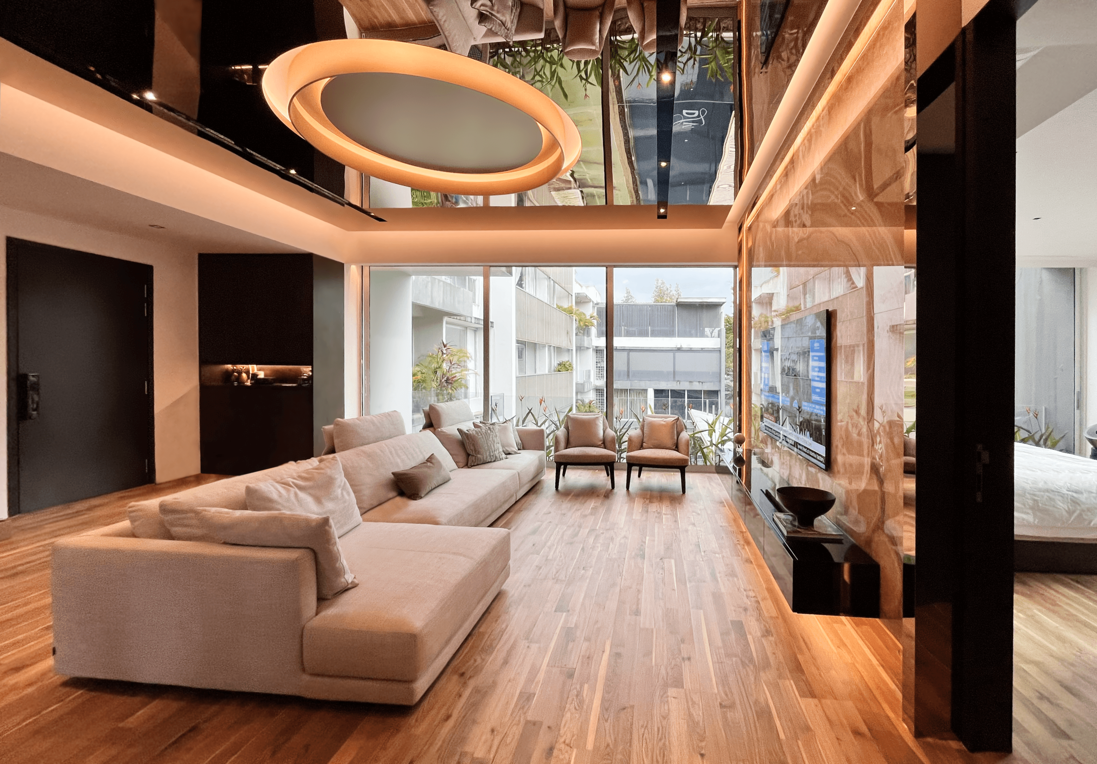 Engineered timber flooring in a Singapore living room finished in oak